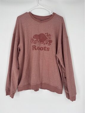 Roots XL Pink Crewneck Sweatshirt with Beaver Logo